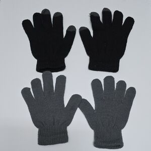 🦋 Black and Gray Knit Gloves Set